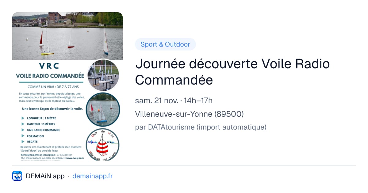 Journée découverte Voile Radio Commandée — Villeneuve-sur-Yonne