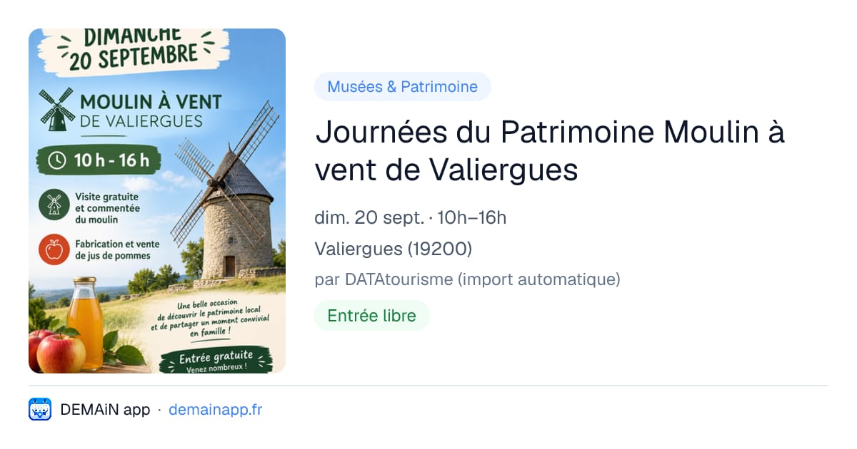 Journées du Patrimoine Moulin à vent de Valiergues — Valiergues