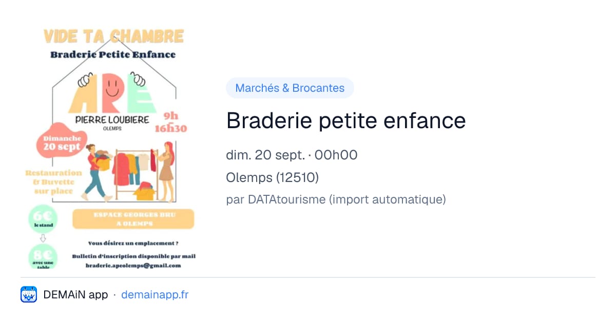 Braderie petite enfance — Olemps