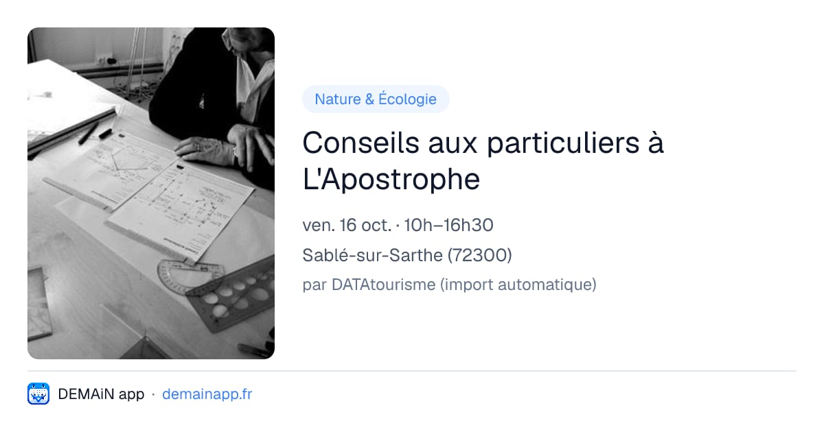 Conseils aux particuliers à L'Apostrophe — Sablé-sur-Sarthe