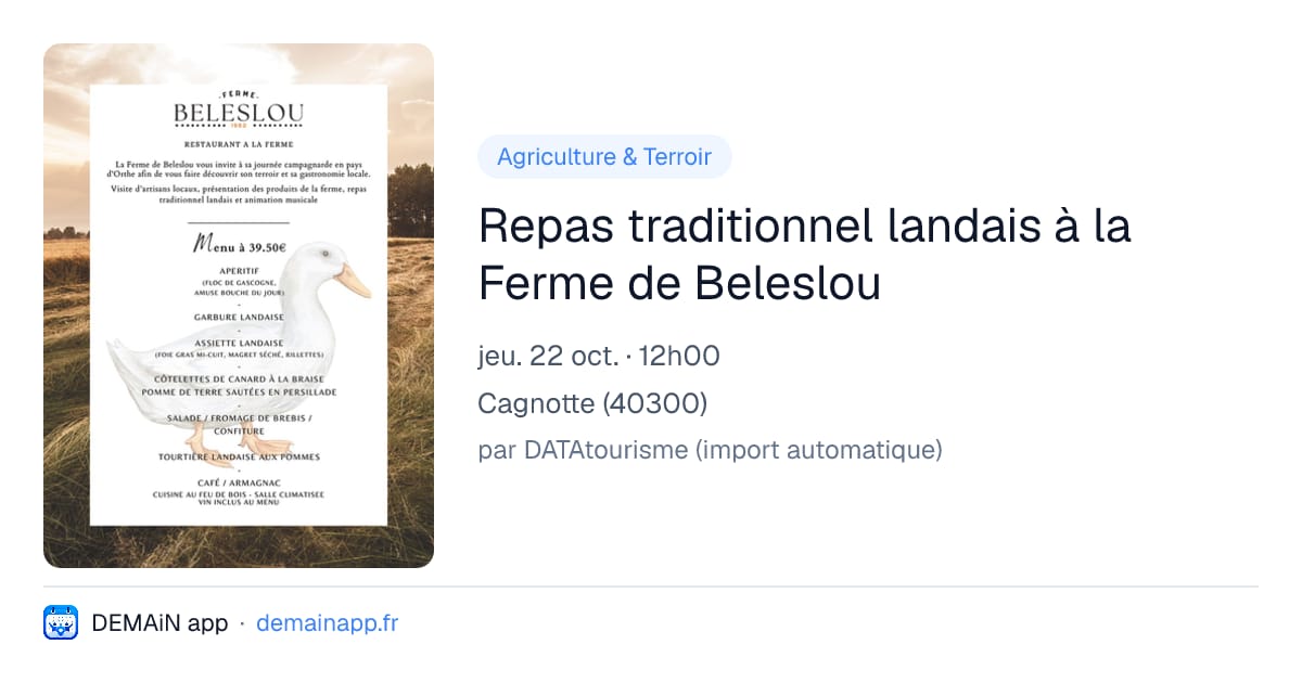 Repas traditionnel landais à la Ferme de Beleslou — Cagnotte