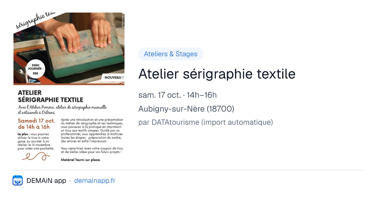 Atelier sérigraphie textile — Aubigny-sur-Nère