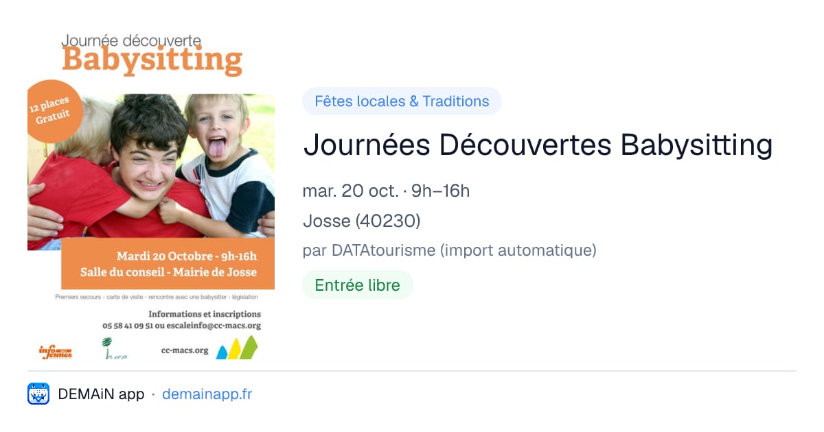 Journées Découvertes Babysitting — Josse
