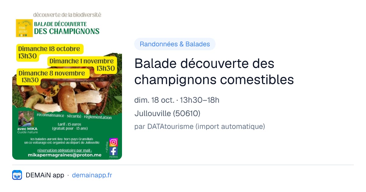 Balade découverte des champignons comestibles — Jullouville