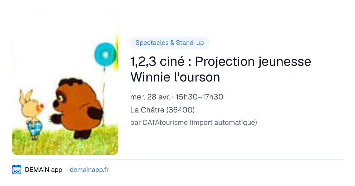 1,2,3 ciné : Projection jeunesse Winnie l'ourson — La Châtre
