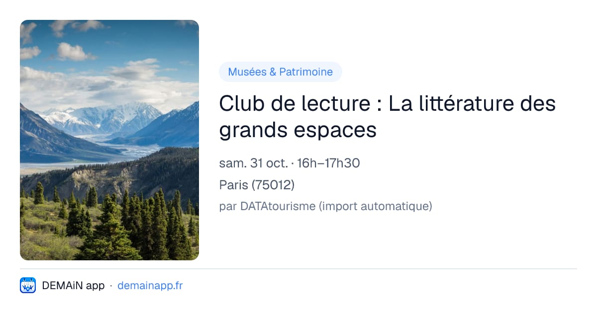 Club de lecture : La littérature des grands espaces — Paris