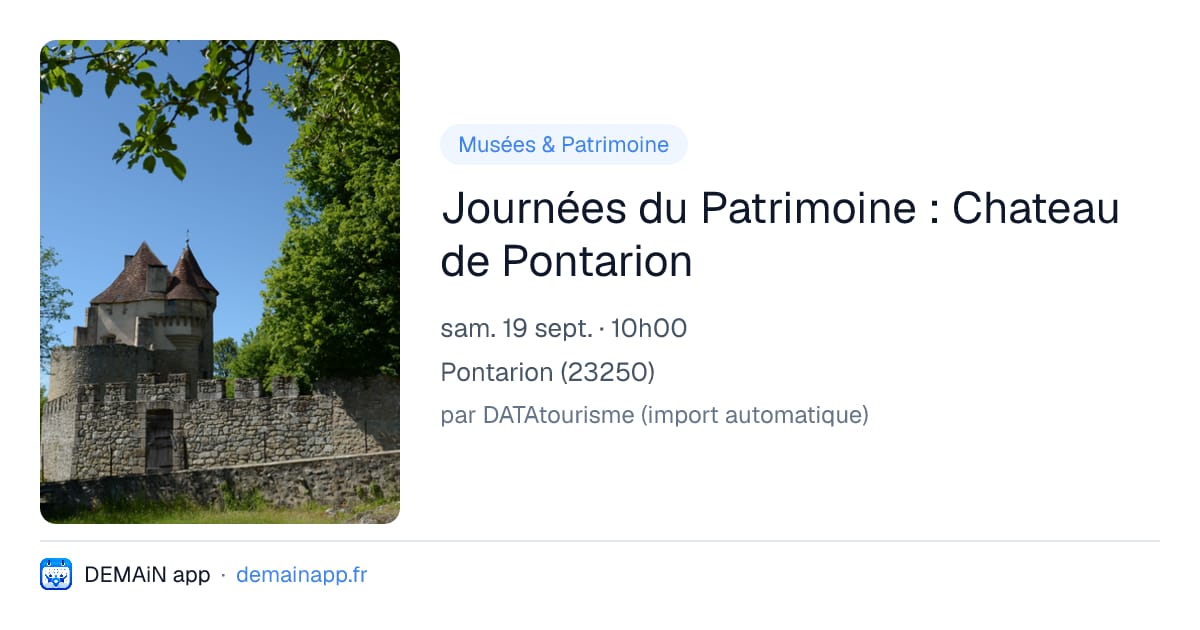 Journées du Patrimoine : Chateau de Pontarion — Pontarion