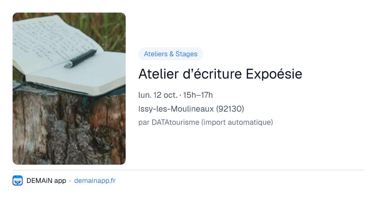 Atelier d’écriture Expoésie — Issy-les-Moulineaux