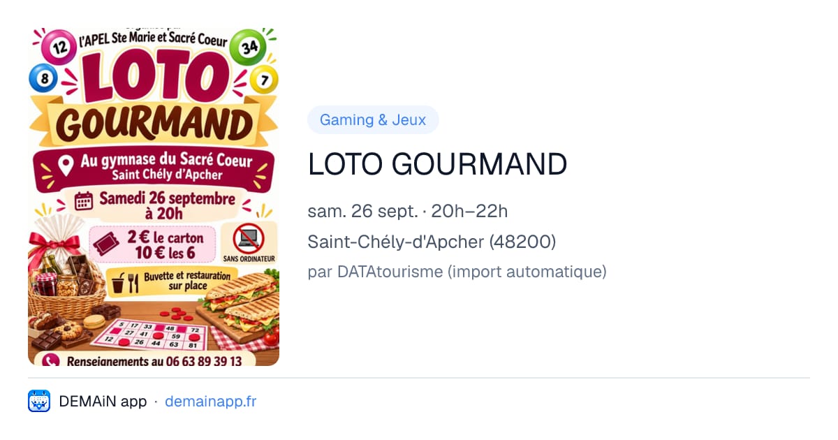 LOTO GOURMAND — Saint-Chély-d'Apcher