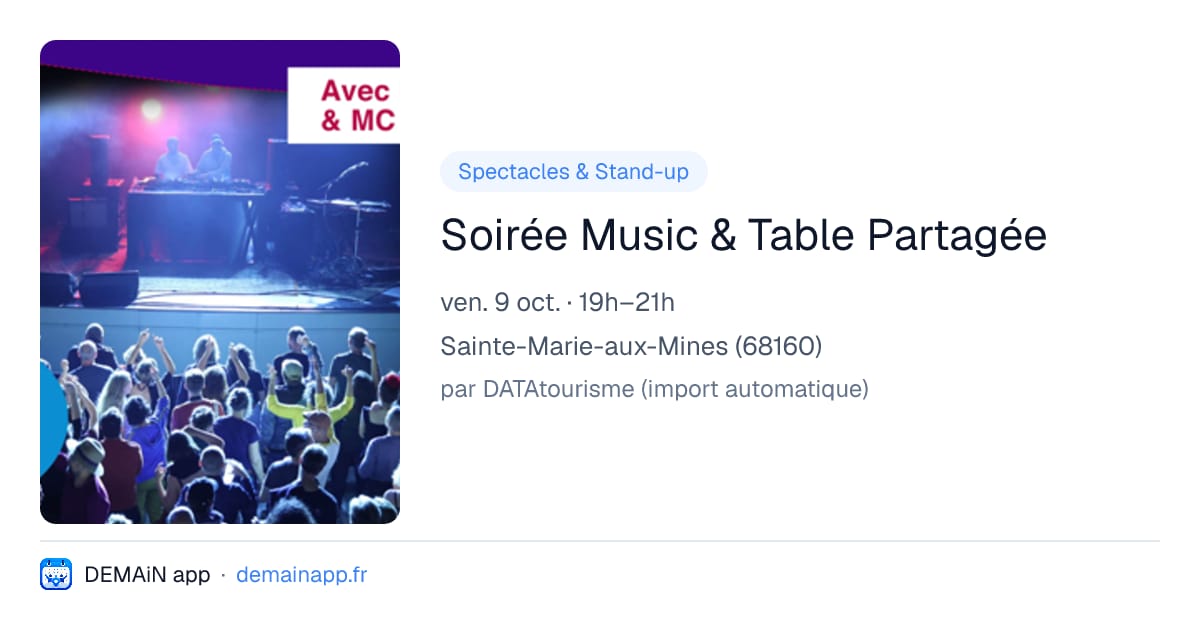 Soirée Music & Table Partagée — Sainte-Marie-aux-Mines