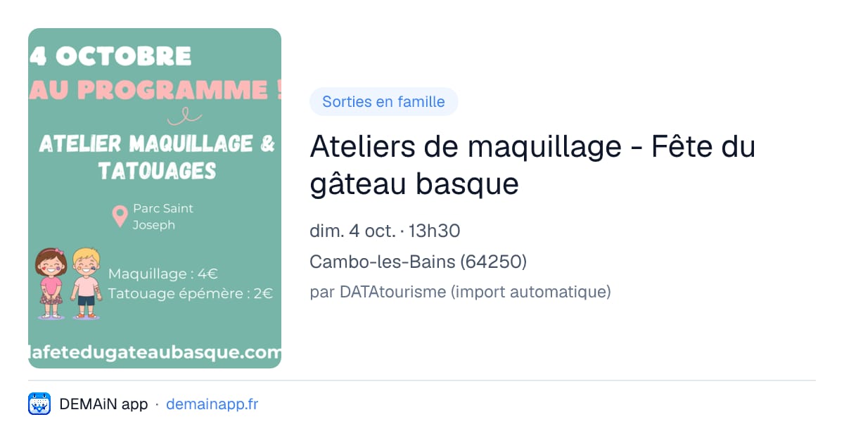 Ateliers de maquillage - Fête du gâteau basque — Cambo-les-Bains