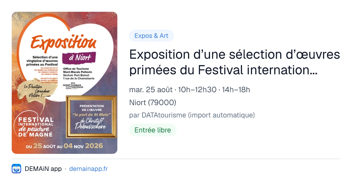 Exposition d’une sélection d’œuvres primées du Festival international de peinture de Magné à Niort — Niort