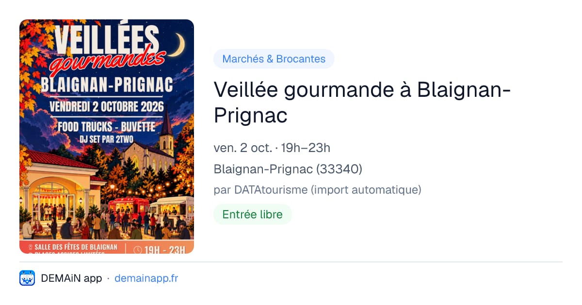Veillée gourmande à Blaignan-Prignac — Blaignan-Prignac