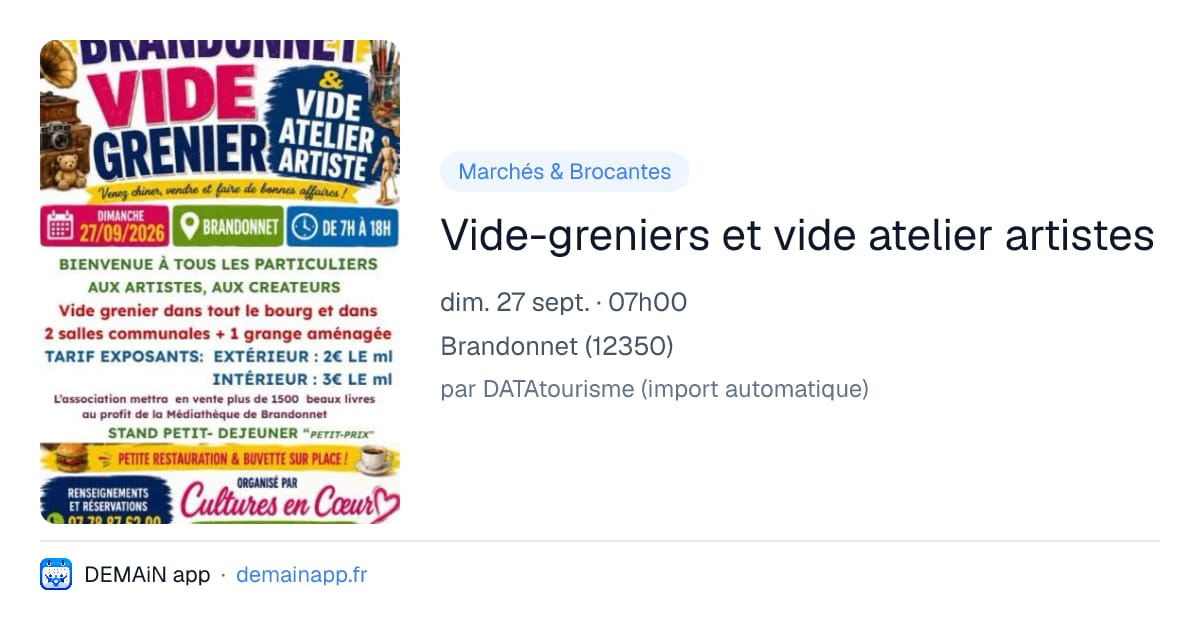 Vide-greniers et vide atelier artistes — Brandonnet