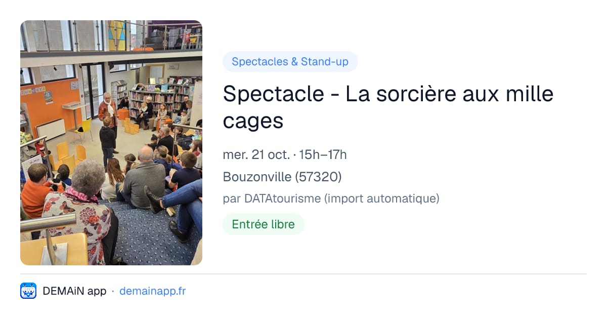 Spectacle - La sorcière aux mille cages — Bouzonville