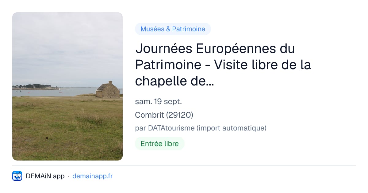 Journées Européennes du Patrimoine - Visite libre de la chapelle de la Clarté — Combrit