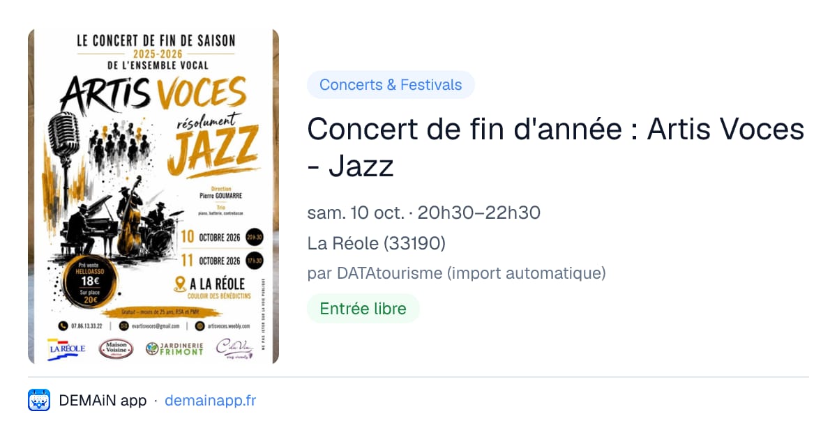Concert de fin d'année : Artis Voces - Jazz — La Réole