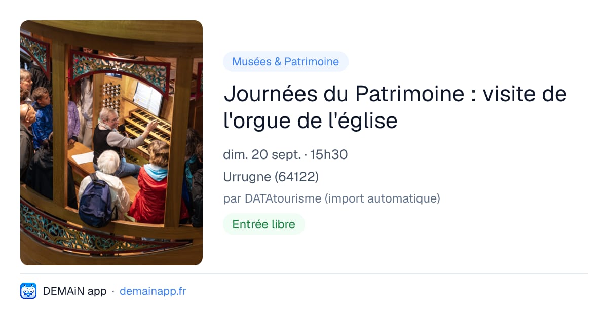 Journées du Patrimoine : visite de l'orgue de l'église — Urrugne