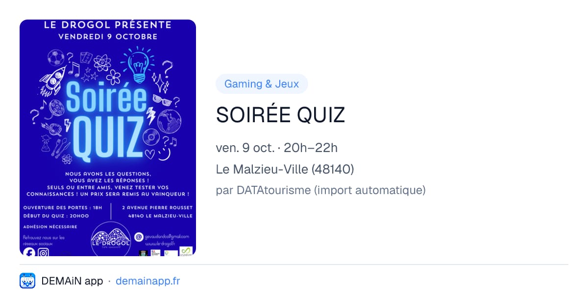 SOIRÉE QUIZ — Le Malzieu-Ville