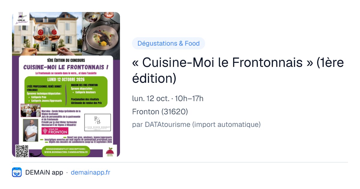 « Cuisine-Moi le Frontonnais » (1ère édition) — Fronton