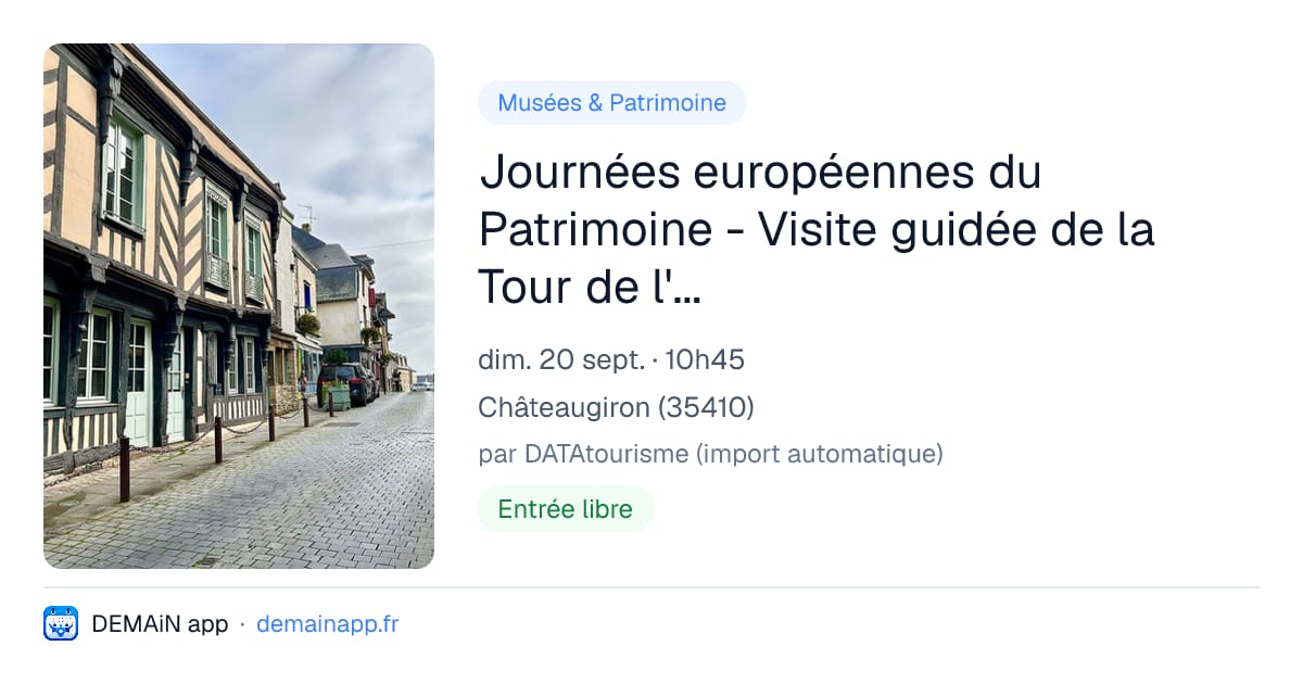 Journées européennes du Patrimoine - Visite guidée de la Tour de l'Horloge — Châteaugiron