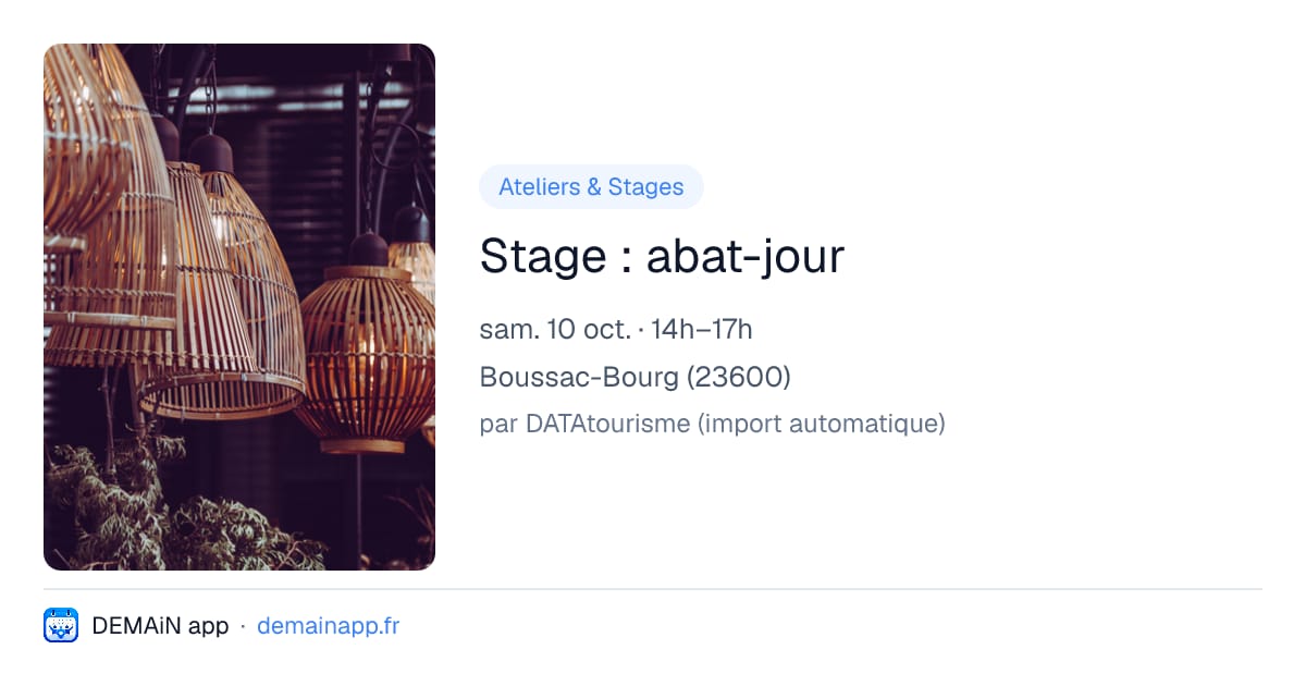 Stage : abat-jour — Boussac-Bourg