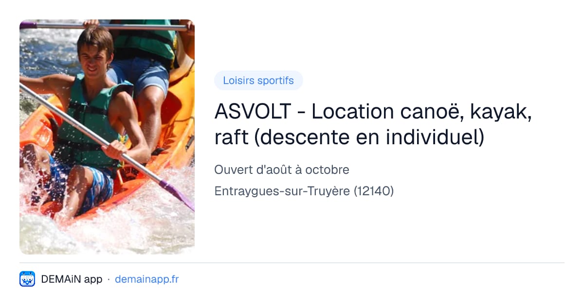 ASVOLT - Location canoë, kayak, raft (descente en individuel) — Entraygues-sur-Truyère