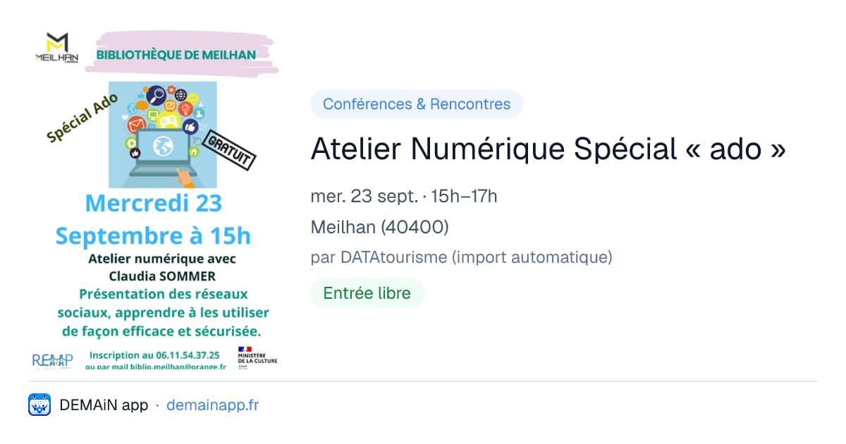 Atelier Numérique Spécial « ado » — Meilhan