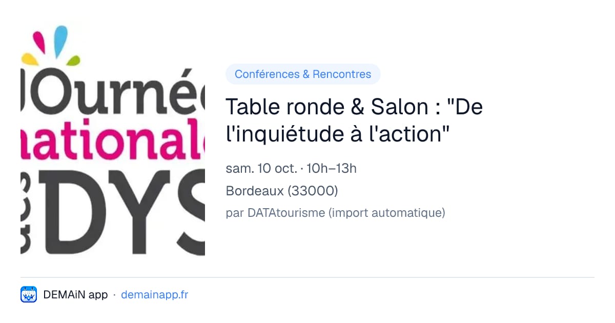Table ronde & Salon : "De l'inquiétude à l'action" — Bordeaux