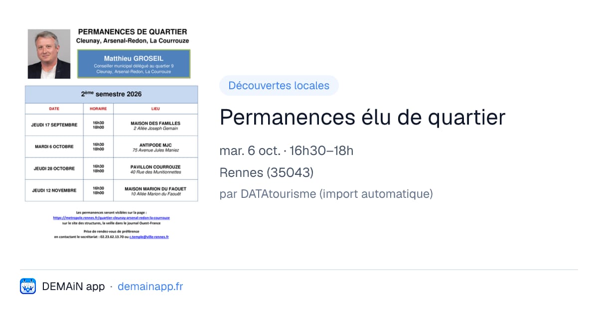 Permanences élu de quartier — Rennes