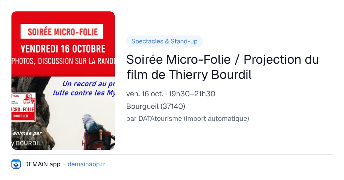 Soirée Micro-Folie / Projection du film de Thierry Bourdil — Bourgueil