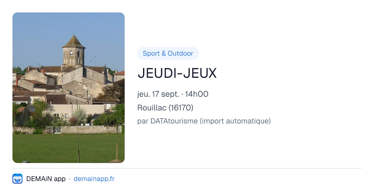 JEUDI-JEUX — Rouillac