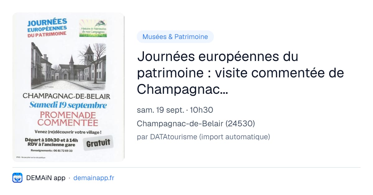 Journées européennes du patrimoine : visite commentée de Champagnac-de-Belair — Champagnac-de-Belair