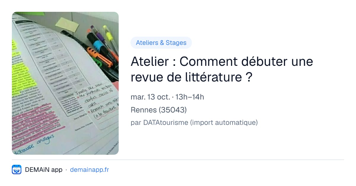 Atelier : Comment débuter une revue de littérature ? — Rennes