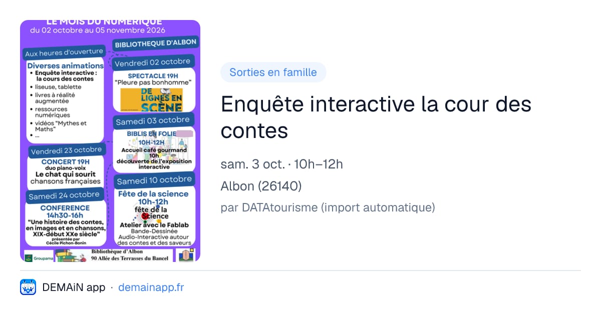 Enquête interactive la cour des contes — Albon