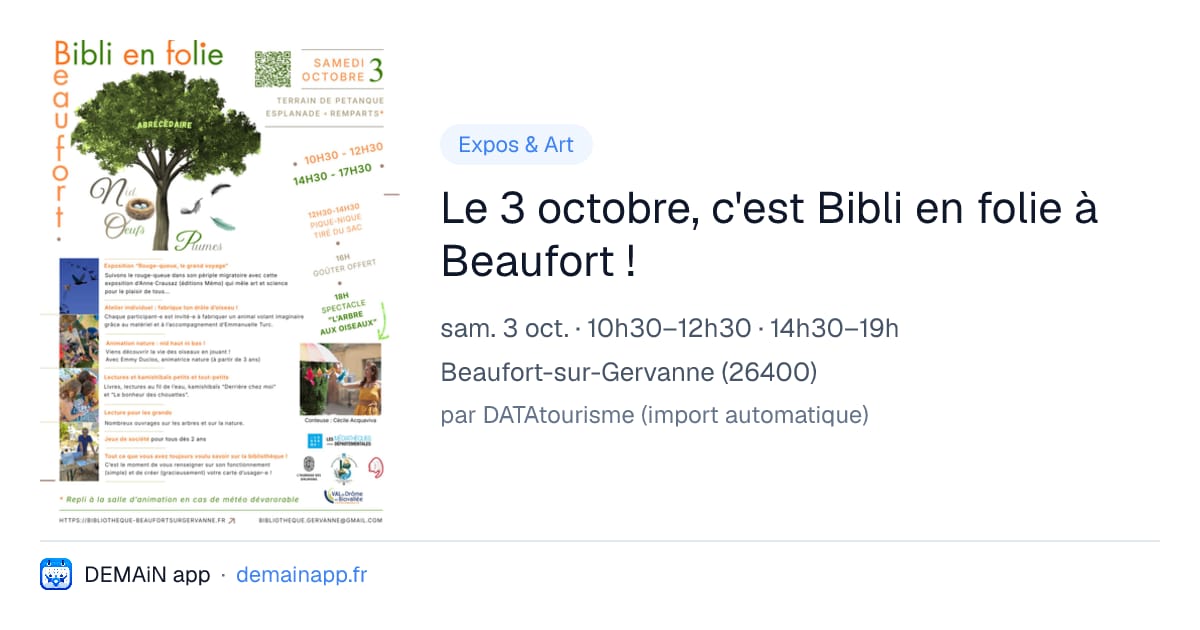 Le 3 octobre, c'est Bibli en folie à Beaufort ! — Beaufort-sur-Gervanne