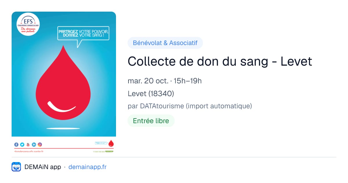 Collecte de don du sang - Levet — Levet