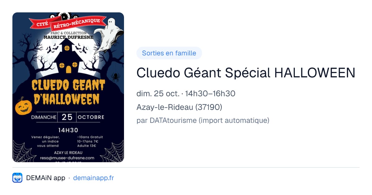 Cluedo Géant Spécial HALLOWEEN — Azay-le-Rideau