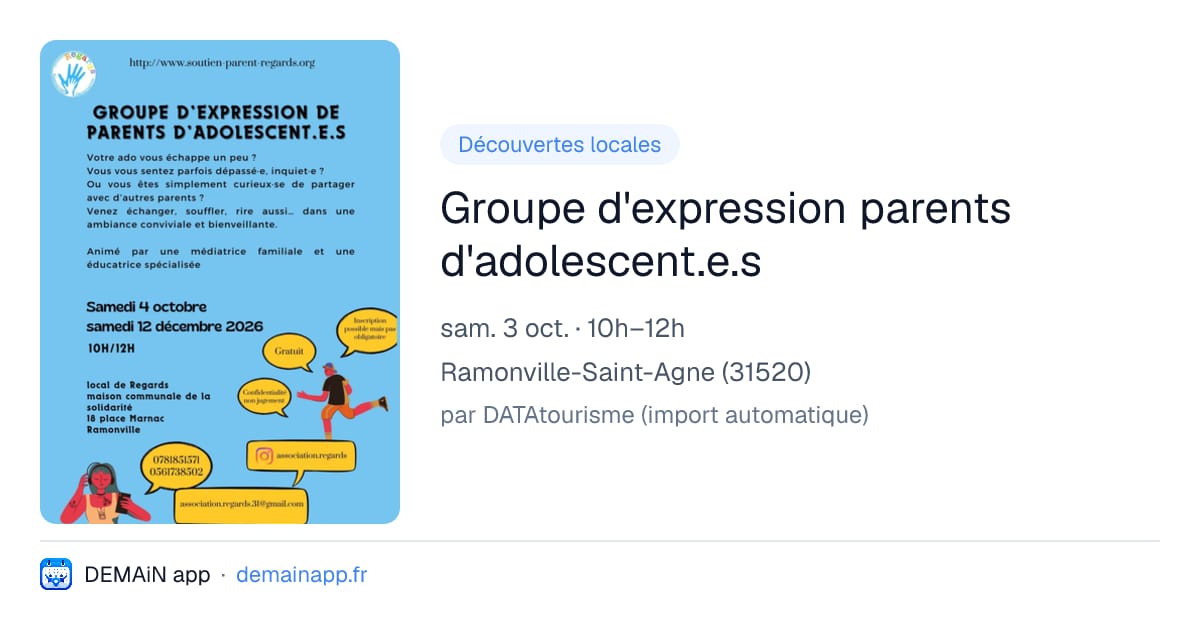 Groupe d'expression parents d'adolescent.e.s — Ramonville-Saint-Agne