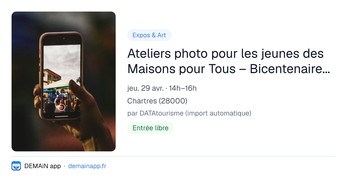Ateliers photo pour les jeunes des Maisons pour Tous – Bicentenaire de la photographie — Chartres