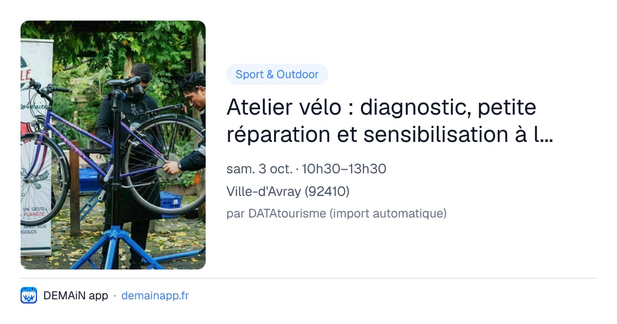 Atelier vélo : diagnostic, petite réparation et sensibilisation à la pratique du vélo — Ville-d'Avray