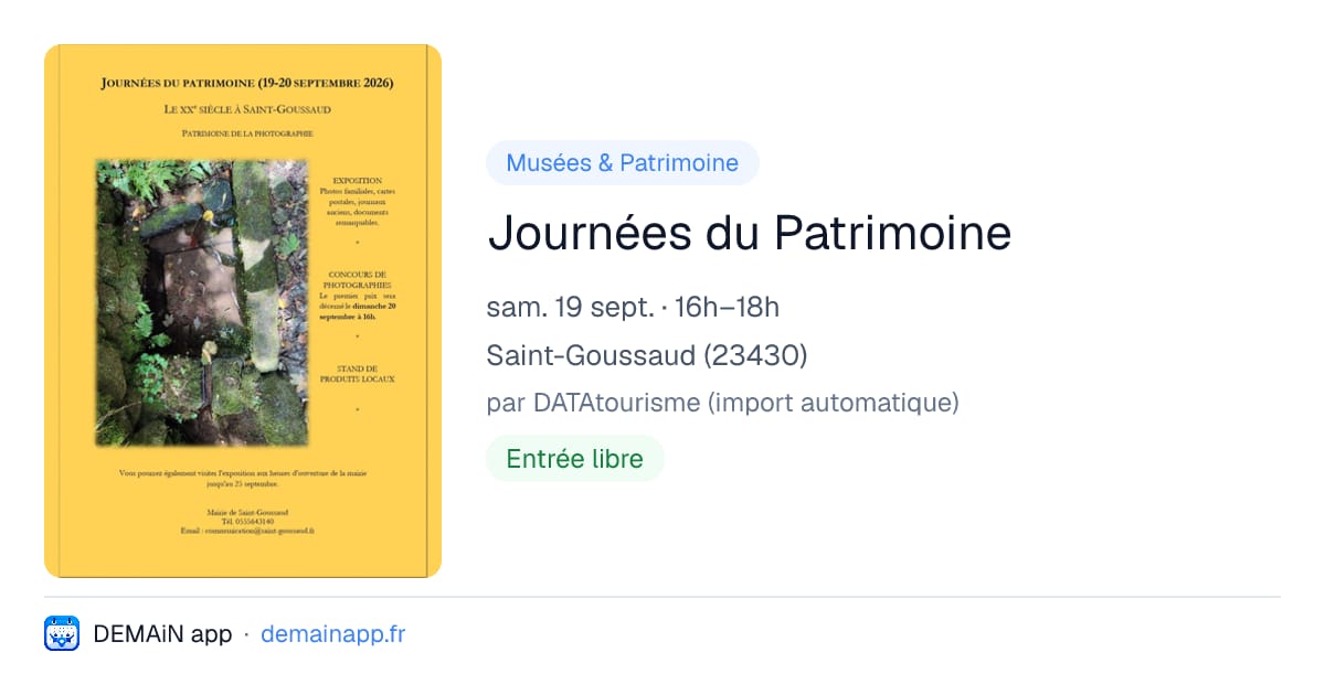 Journées du Patrimoine — Saint-Goussaud