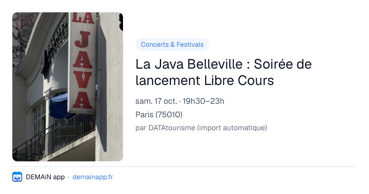 La Java Belleville : Soirée de lancement Libre Cours — Paris