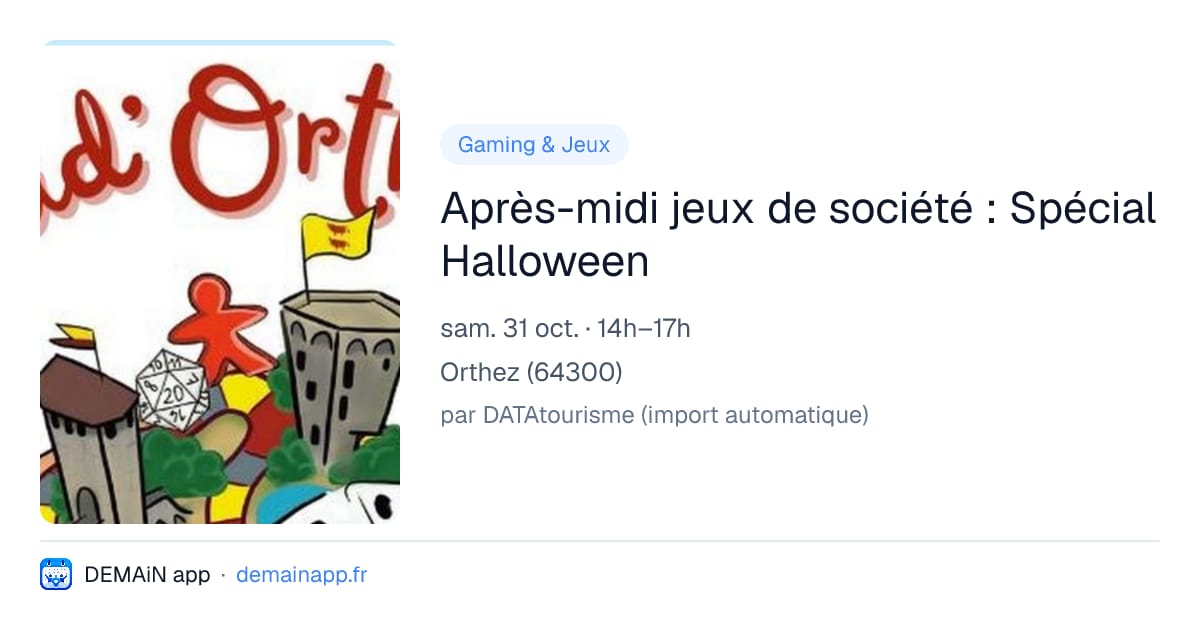 Après-midi jeux de société : Spécial Halloween — Orthez