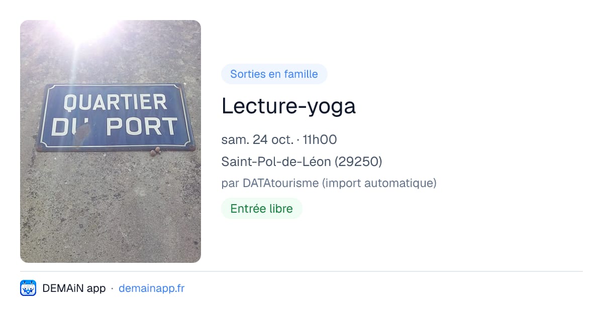 Lecture-yoga — Saint-Pol-de-Léon