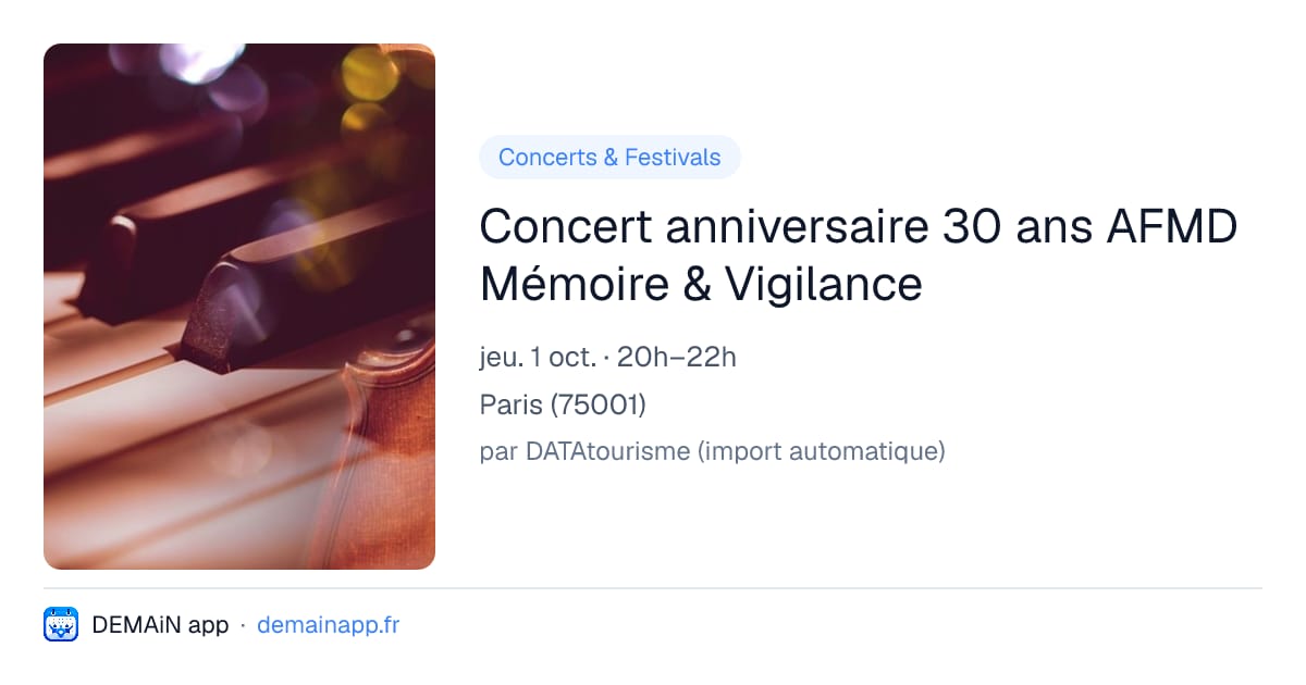 Concert anniversaire 30 ans AFMD Mémoire & Vigilance — Paris