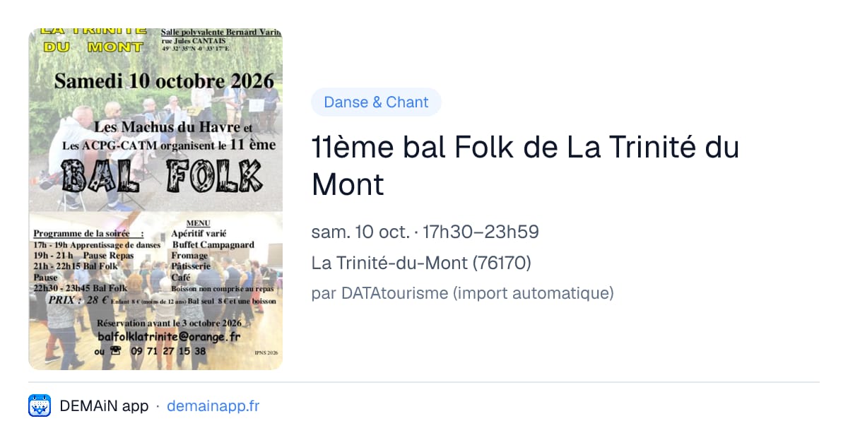 11ème bal Folk de La Trinité du Mont — La Trinité-du-Mont