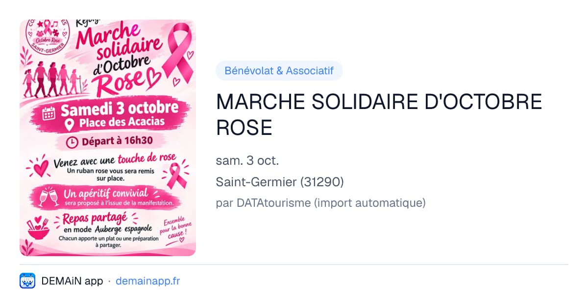 MARCHE SOLIDAIRE D'OCTOBRE ROSE — Saint-Germier