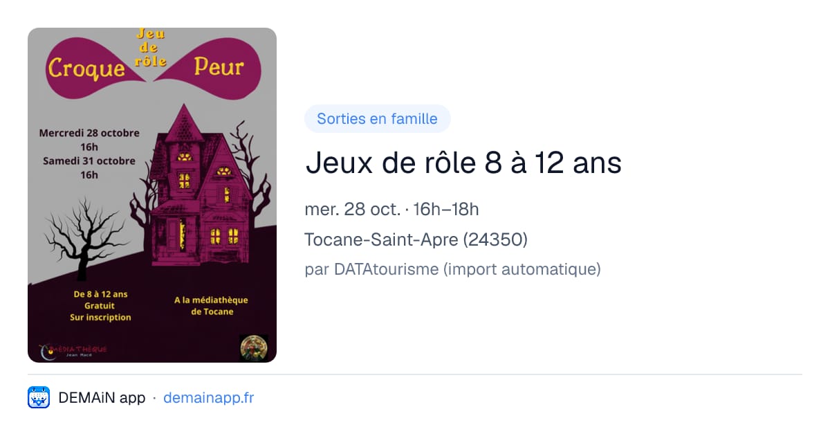 Jeux de rôle 8 à 12 ans — Tocane-Saint-Apre