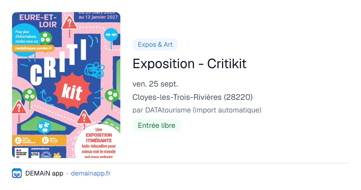 Exposition - Critikit — Cloyes-les-Trois-Rivières